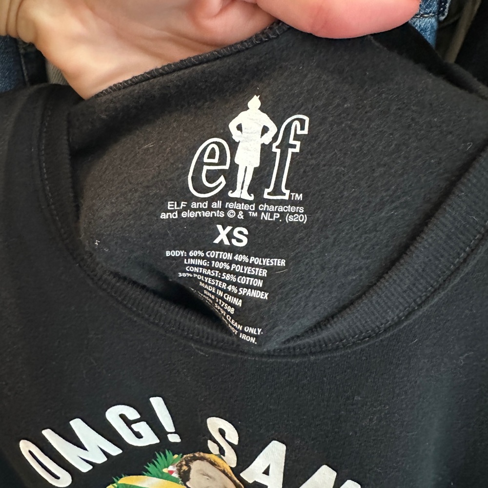 ELF OMG Santa black lightup I Know Him Holiday Ugly Sweater Christmas Festive XS - Picture 13 of 13